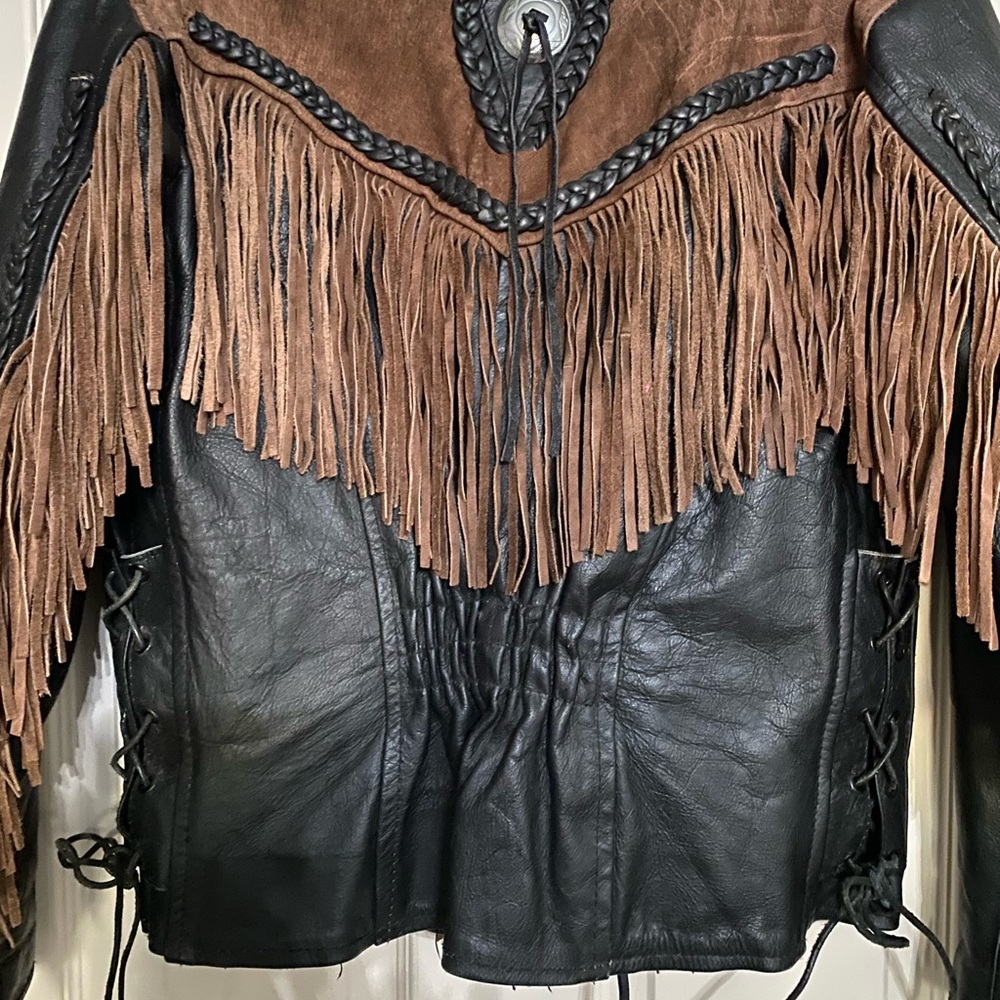 Legends Rider Wear Black and Brown Fringe Leather Jacket size L. Cowboy/Biker - Picture 8 of 16